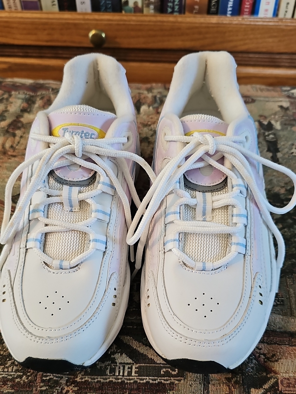 Women's Athletic Sneakers in White with Pink Accents